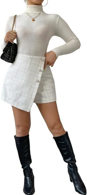 Women's 2025 Casual Plain Shorts Button Front Skort