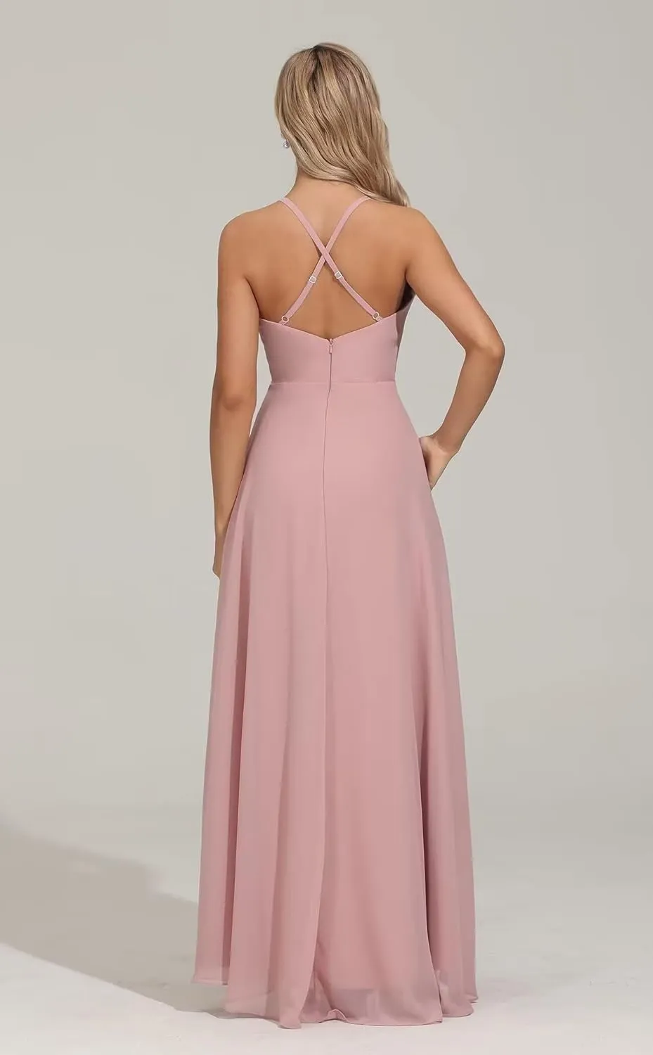 Women's Bridesmaid Dresses Long High Low Spaghetti Straps Formal Evening Party Gowns for Wedding