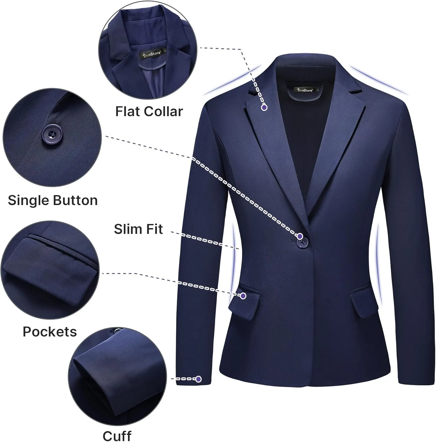 Women's Business Solid Suit 2 Piece Slim Fit Classic Blazer Pants Set for Women Formal Office