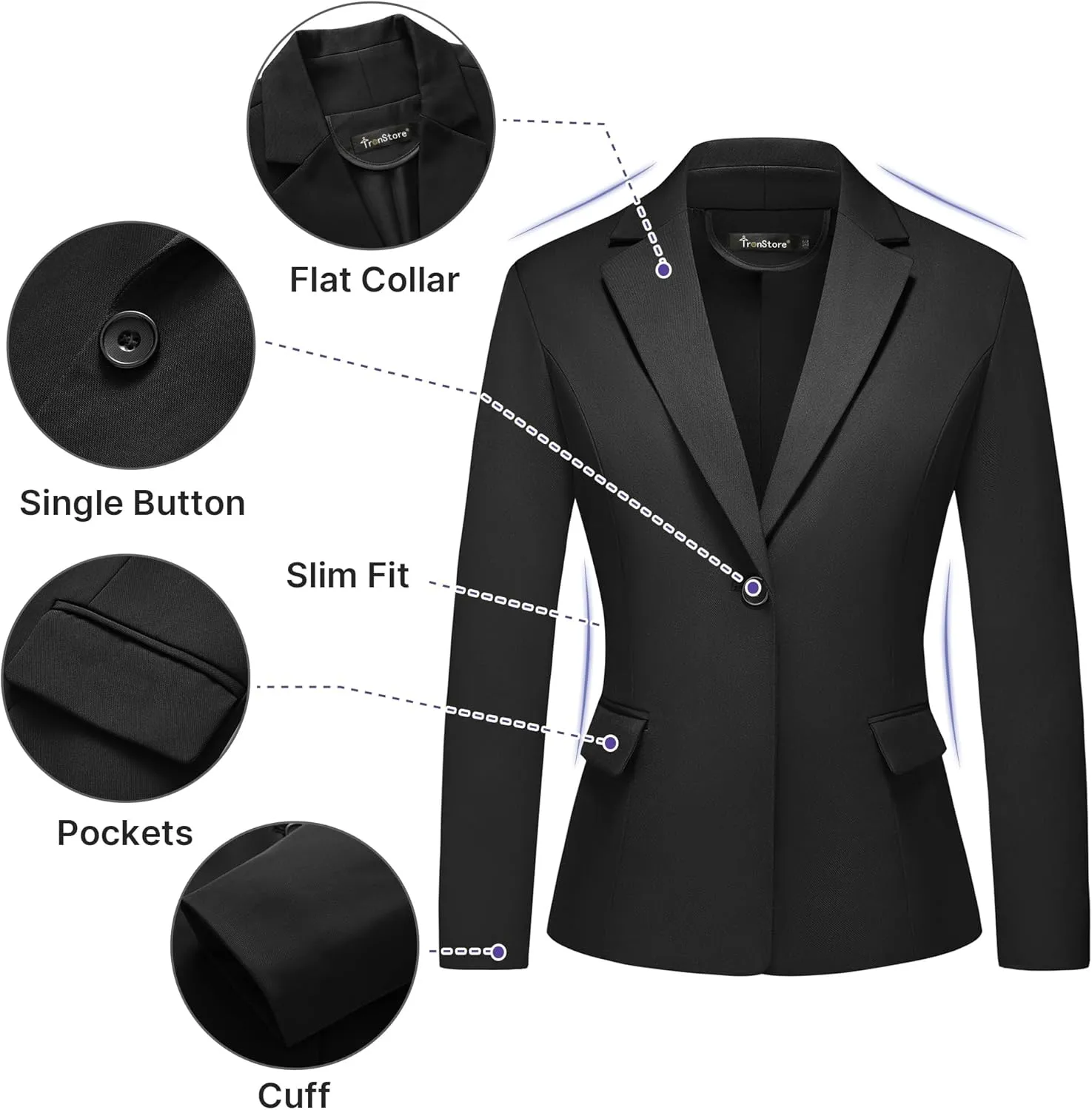 Women's Business Solid Suit 2 Piece Slim Fit Classic Blazer Pants Set for Women Formal Office