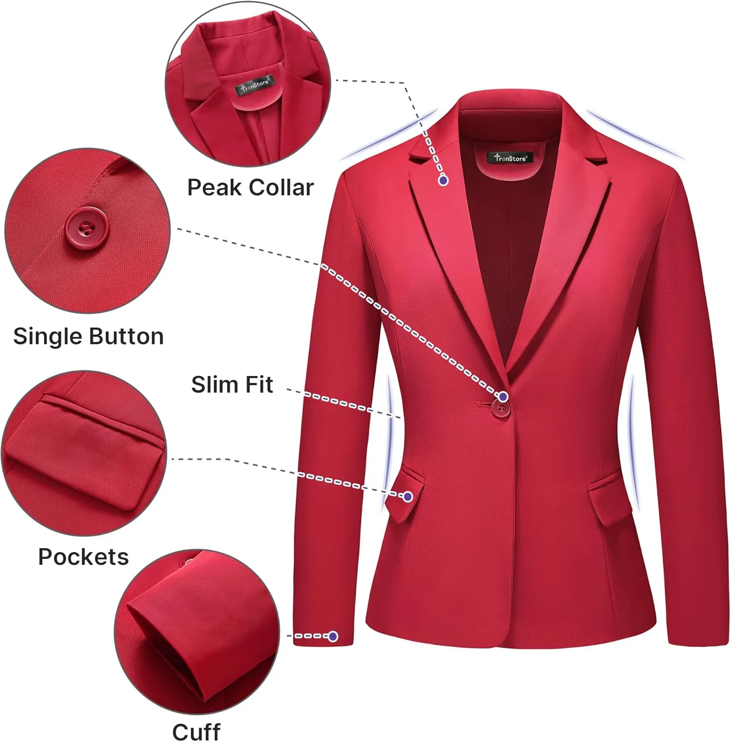 Women's Business Solid Suit 2 Piece Slim Fit Classic Blazer Pants Set for Women Formal Office