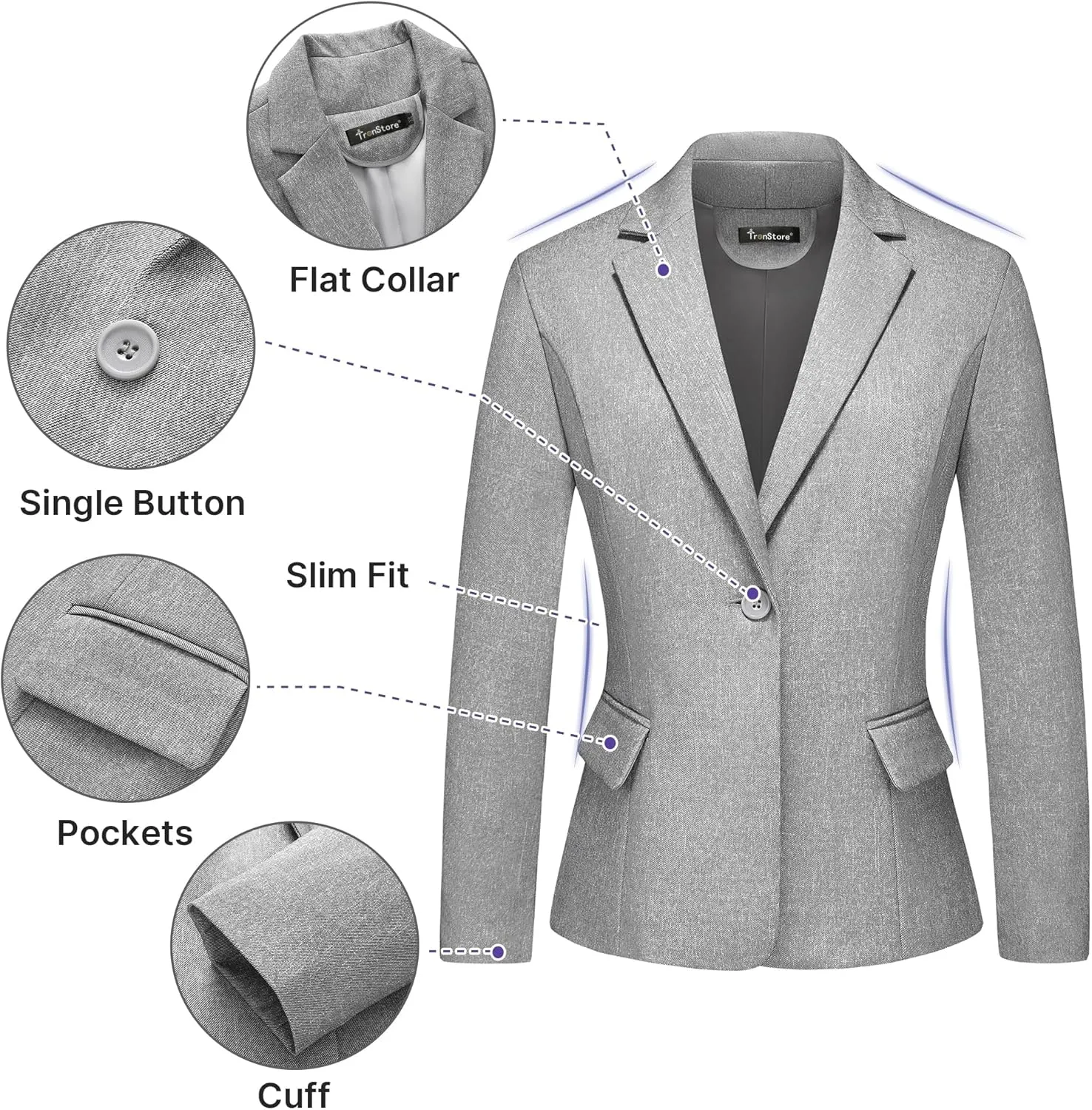 Women's Business Solid Suit 2 Piece Slim Fit Classic Blazer Pants Set for Women Formal Office