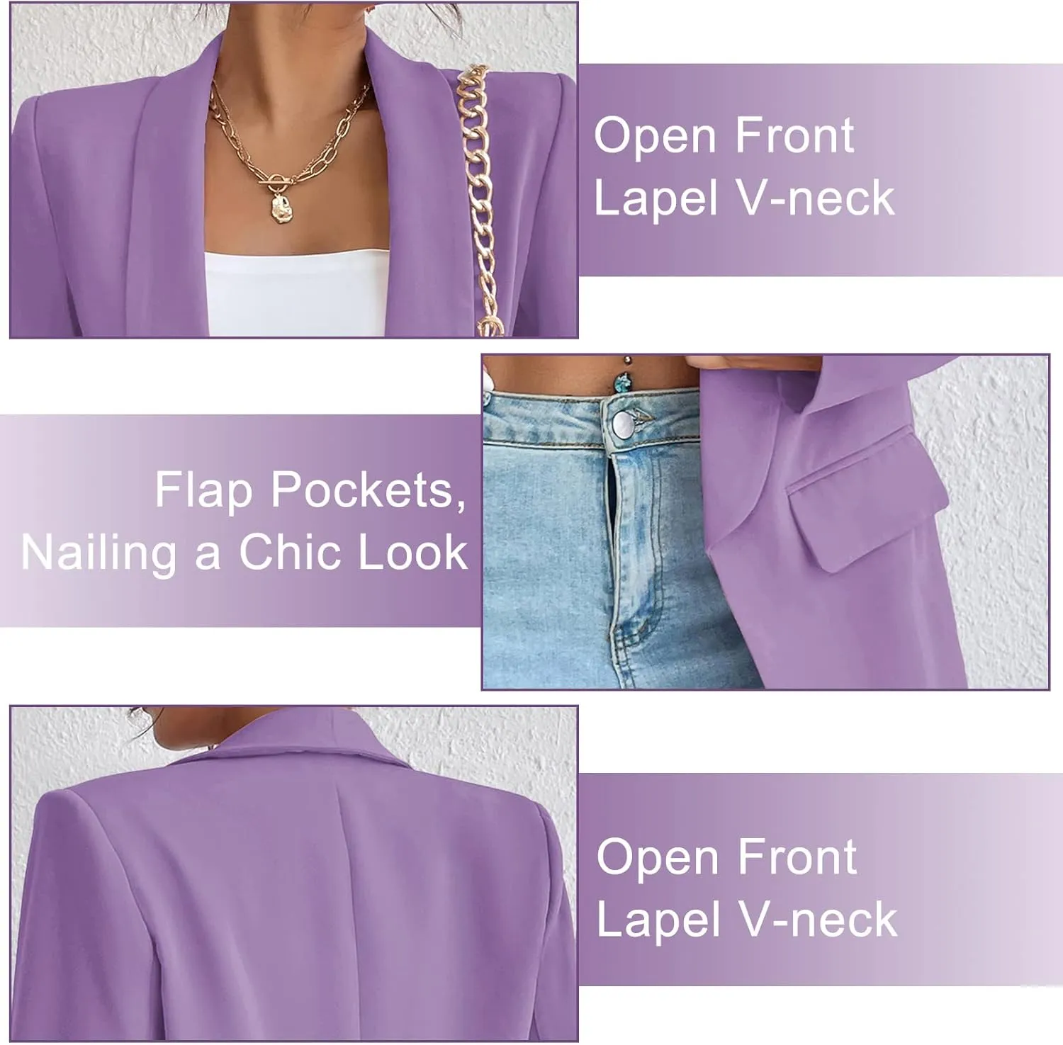 Womens Casual Blazer Long Sleeve Open Front Shawl Collar Slim Jacket Fashion Spring Fall Blazer Jacket Work Office
