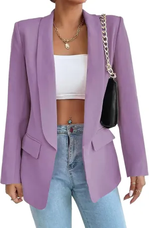 Womens Casual Blazer Long Sleeve Open Front Shawl Collar Slim Jacket Fashion Spring Fall Blazer Jacket Work Office