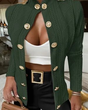 Women's Double Breasted Blazer Casual Business Slim Fit Long Sleeve Textured Open Front Blazer Jackets