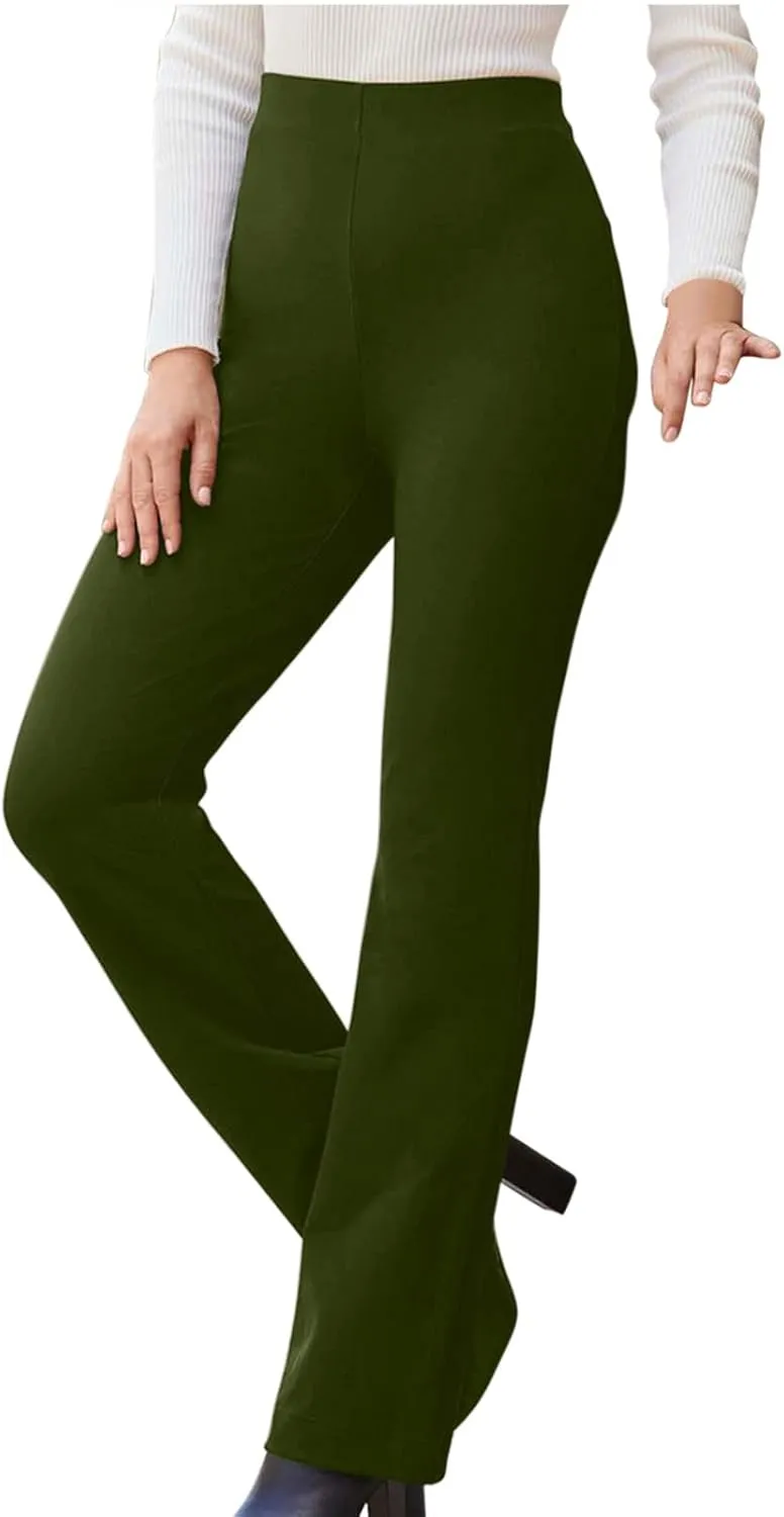 Womens Dress Pants Business Casual Work Pants High Waist Stretchy Bootcut Trousers Dressy Solid Pull On Office Pant