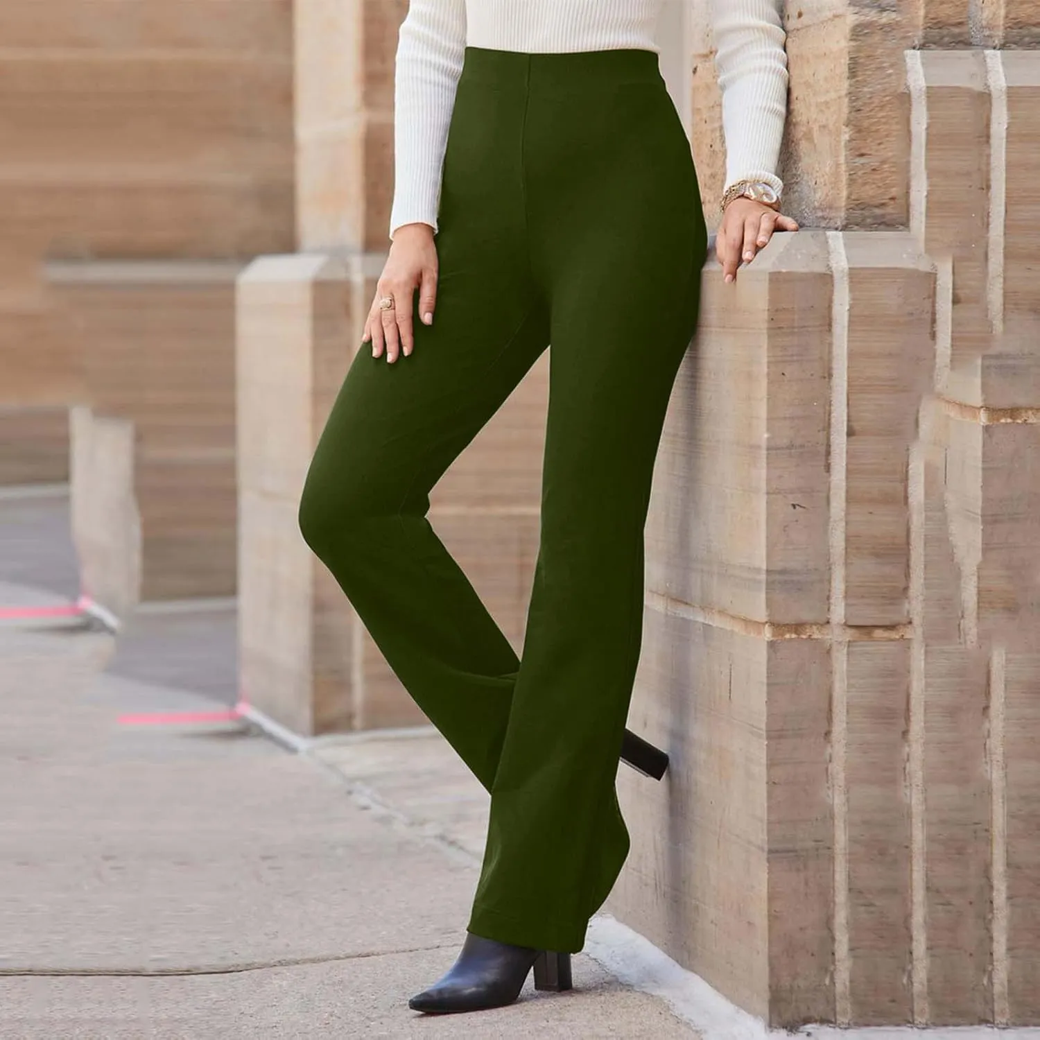 Womens Dress Pants Business Casual Work Pants High Waist Stretchy Bootcut Trousers Dressy Solid Pull On Office Pant
