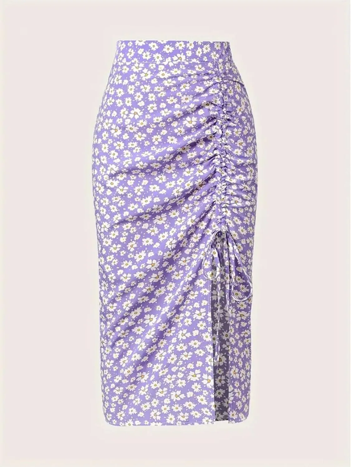 Women's Floral Skirt Pleated Sarong Chrysanthemum Midi Style