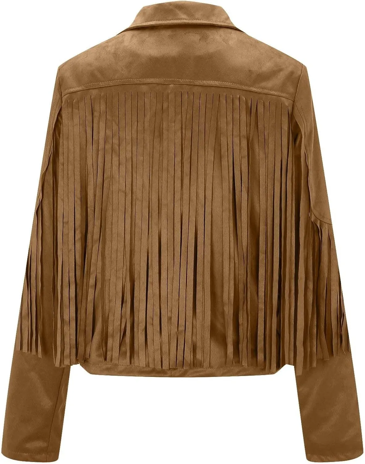 Womens Fringe Faux Suede Leather Jackets Fashion Tassel Motorcycle Cropped Coats Hippie Boyfriend Outwear Moto Coat
