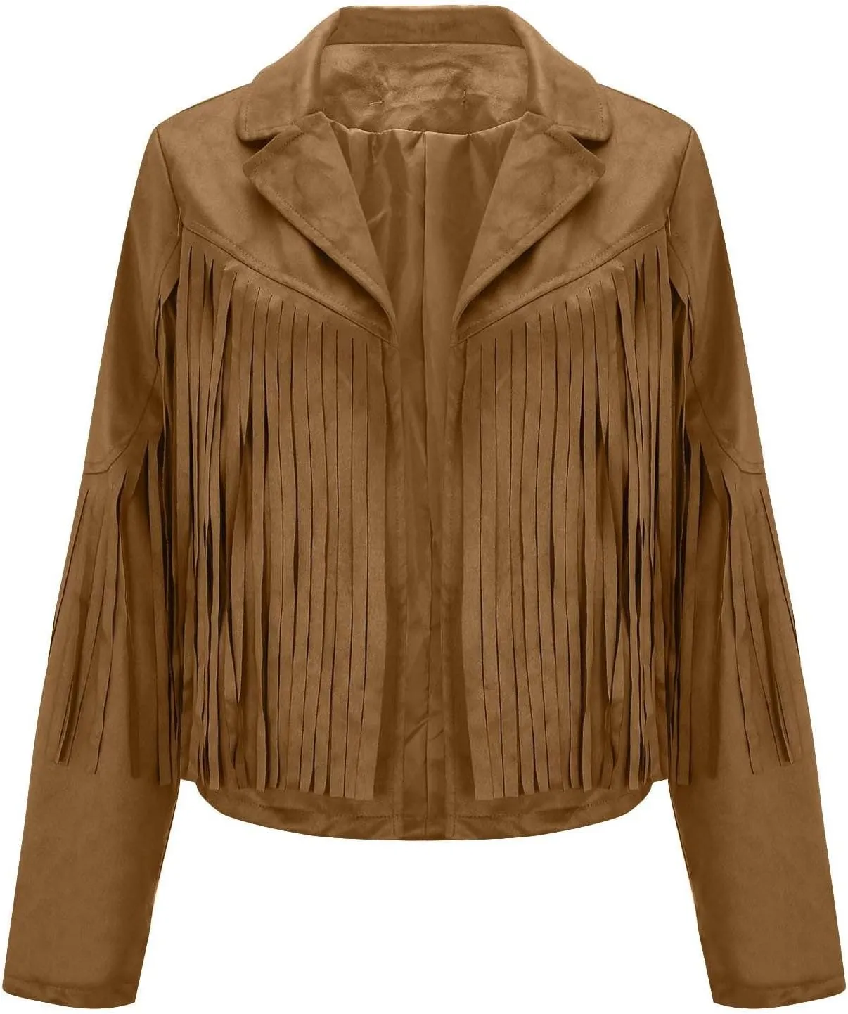 Womens Fringe Faux Suede Leather Jackets Fashion Tassel Motorcycle Cropped Coats Hippie Boyfriend Outwear Moto Coat