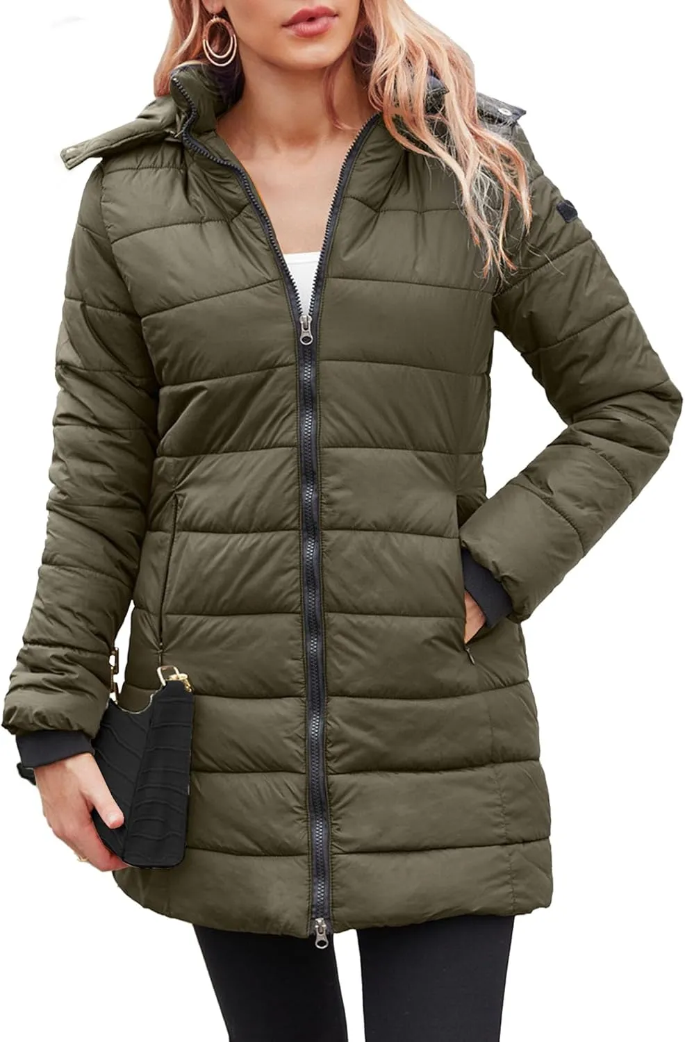 Women's Hooded Warm Winter Coat Long Puffer Jacket Thicken Down Coat Cotton Slimhooded Down Jacket