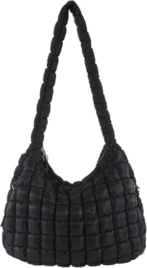 Women's Lightweight Puffy Hobo Crossbody Quilted Puffer Tote Bag for Travel, Work, Gym