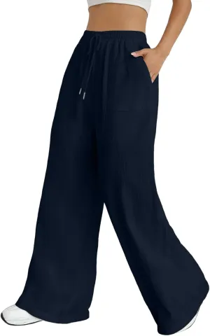 Womens Linen Summer Floral Pant Trousers High Waist Lounge Pants Slim-Fit Pants Trendy