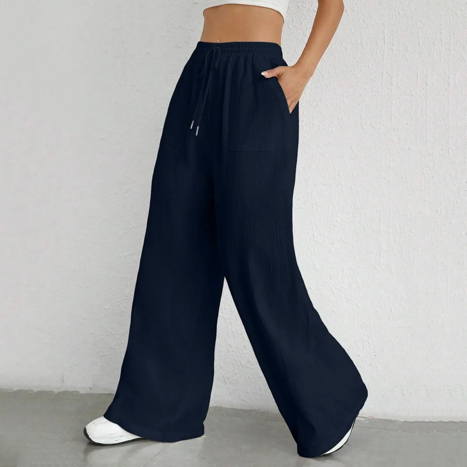Womens Linen Summer Floral Pant Trousers High Waist Lounge Pants Slim-Fit Pants Trendy
