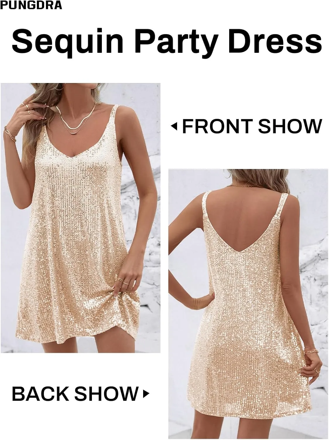 Women's Sequin Dress for Women Sparkly Glitter V Neck Shift Cocktail Disco Outfit Party Club Night Out Mini Dresses