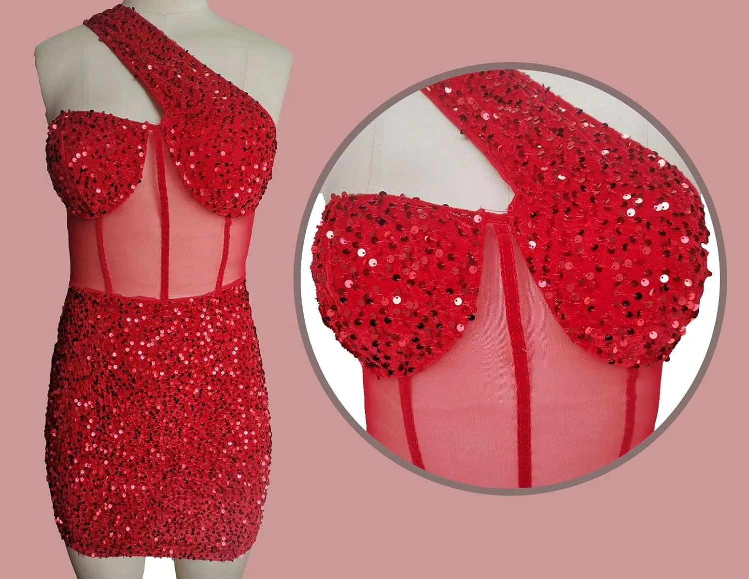 Women's Sexy Elegant Bodycon Dress Party Club Night Outfit Hot Drilling Mini Dress Clubwear