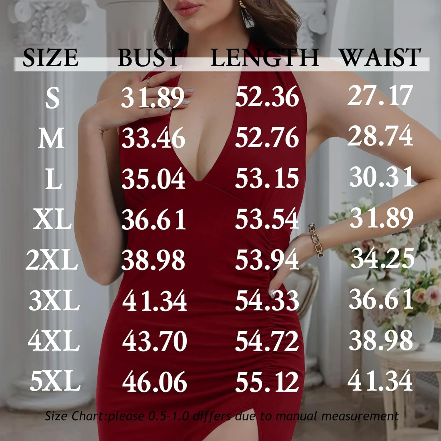 Women's Sexy Halter Deep V Neck Maxi Dresses Sleeveless Backless Split Sundress High Slit Ruched Long Dress