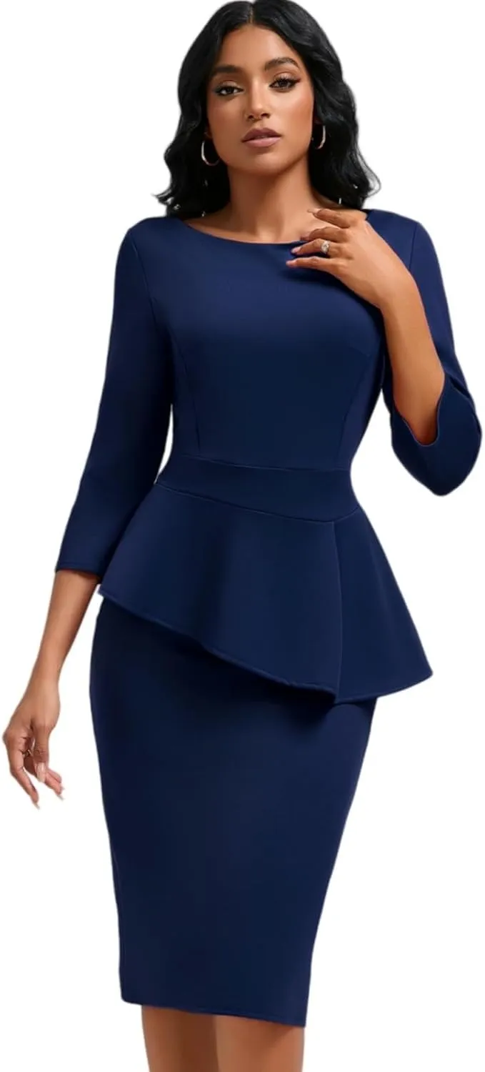 Women's Slim Pencil Skirt Hem Ruffled Club Cocktail Party Unisex Business Skirt Set