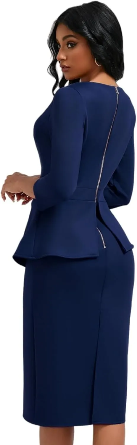 Women's Slim Pencil Skirt Hem Ruffled Club Cocktail Party Unisex Business Skirt Set