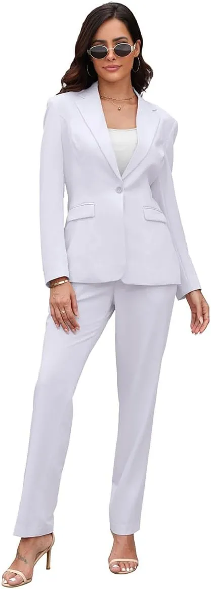 Women's Suits for Work Professional, 2 Piece Office Work Suit Set, Slim Fit One Button Blazer Jacket and Pants Set