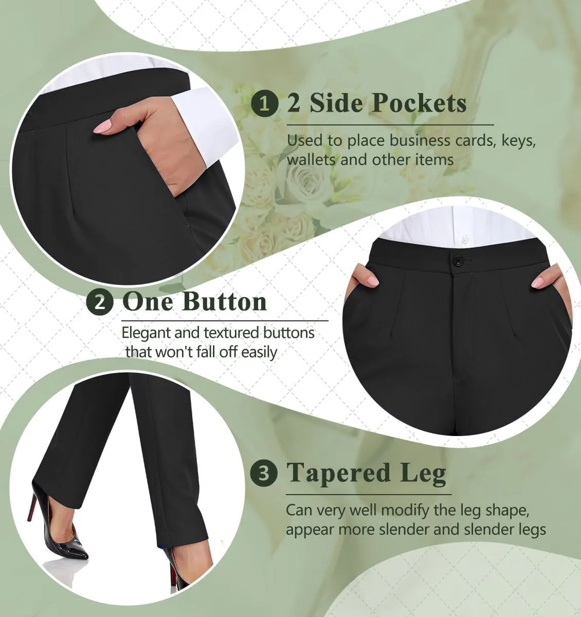 Women's Suits for Work Professional, 2 Piece Office Work Suit Set, Slim Fit One Button Blazer Jacket and Pants Set