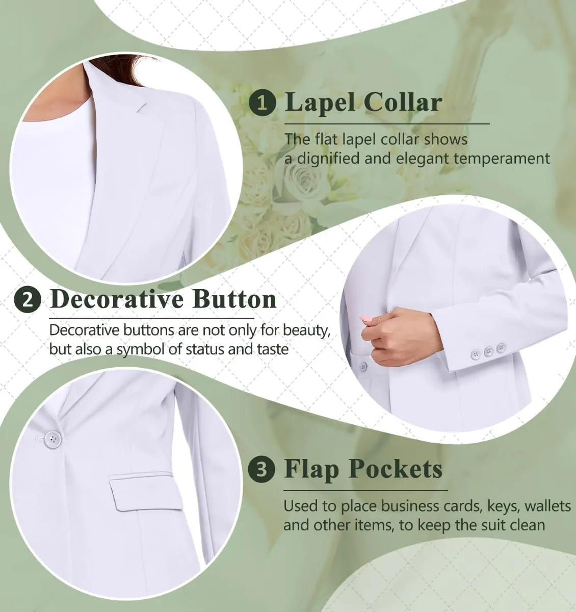 Women's Suits for Work Professional, 2 Piece Office Work Suit Set, Slim Fit One Button Blazer Jacket and Pants Set