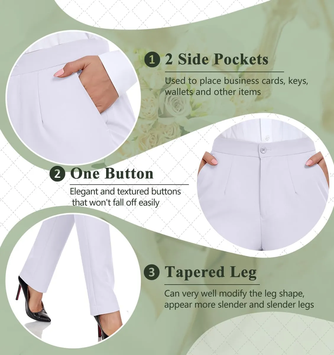 Women's Suits for Work Professional, 2 Piece Office Work Suit Set, Slim Fit One Button Blazer Jacket and Pants Set