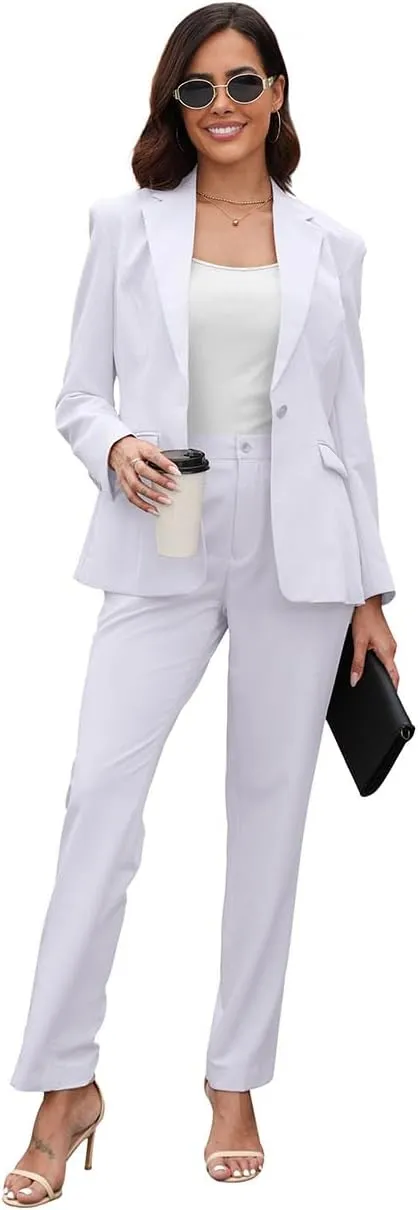 Women's Suits for Work Professional, 2 Piece Office Work Suit Set, Slim Fit One Button Blazer Jacket and Pants Set