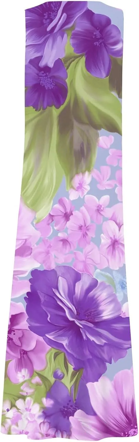 Women's Summer Dresses Cotton Linen Floral Print Dresses Sleeveless Beach Vacation Flowy Long Sundress with Pockets