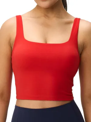 Womens U Neck Longline Padded Sports Bra Crop Tank Top Supportive Wide Straps Yoga Workout Bras,Light Compression