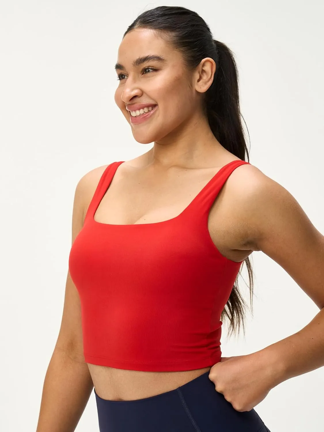 Womens U Neck Longline Padded Sports Bra Crop Tank Top Supportive Wide Straps Yoga Workout Bras,Light Compression