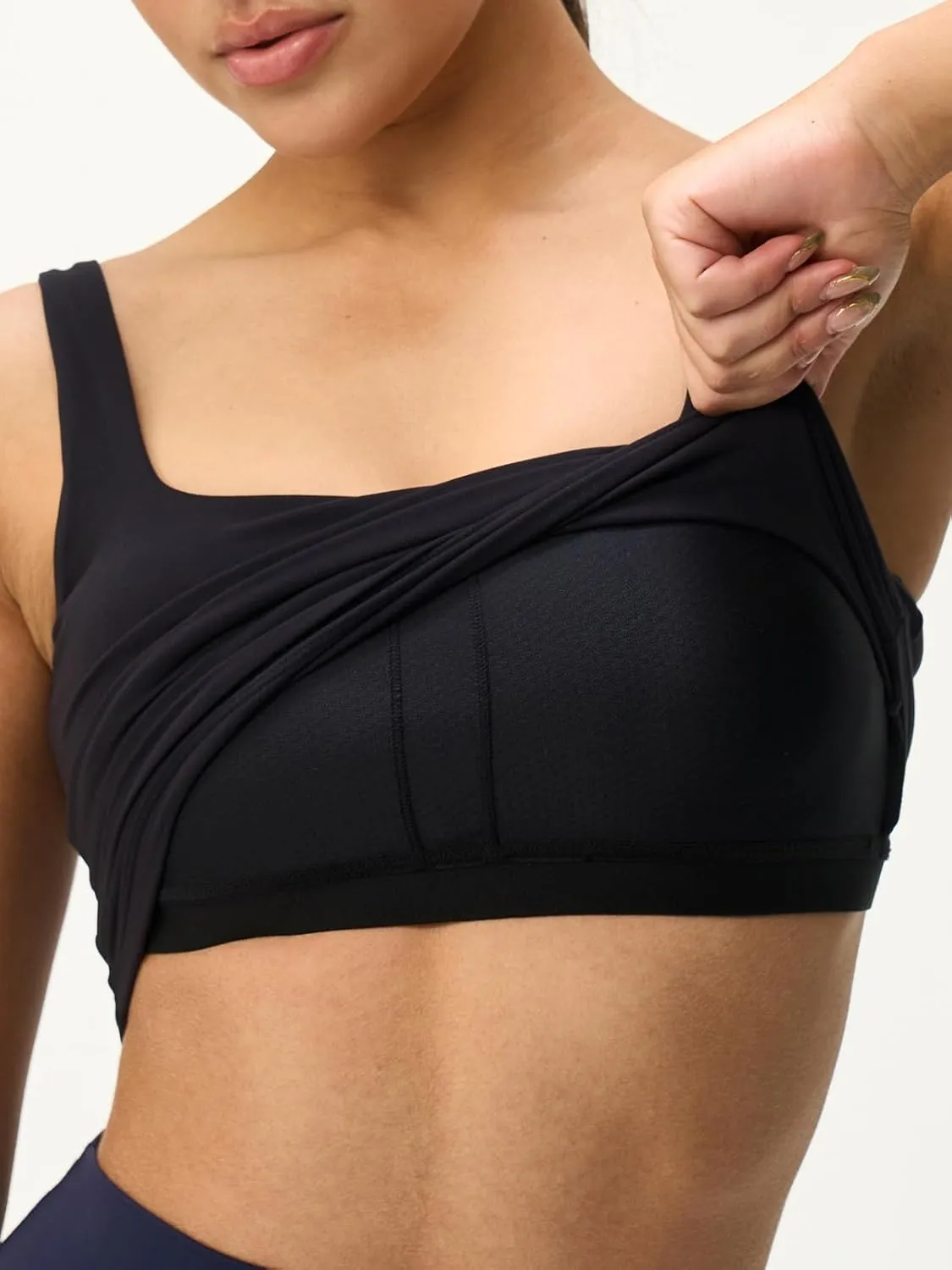 Womens U Neck Longline Padded Sports Bra Crop Tank Top Supportive Wide Straps Yoga Workout Bras,Light Compression