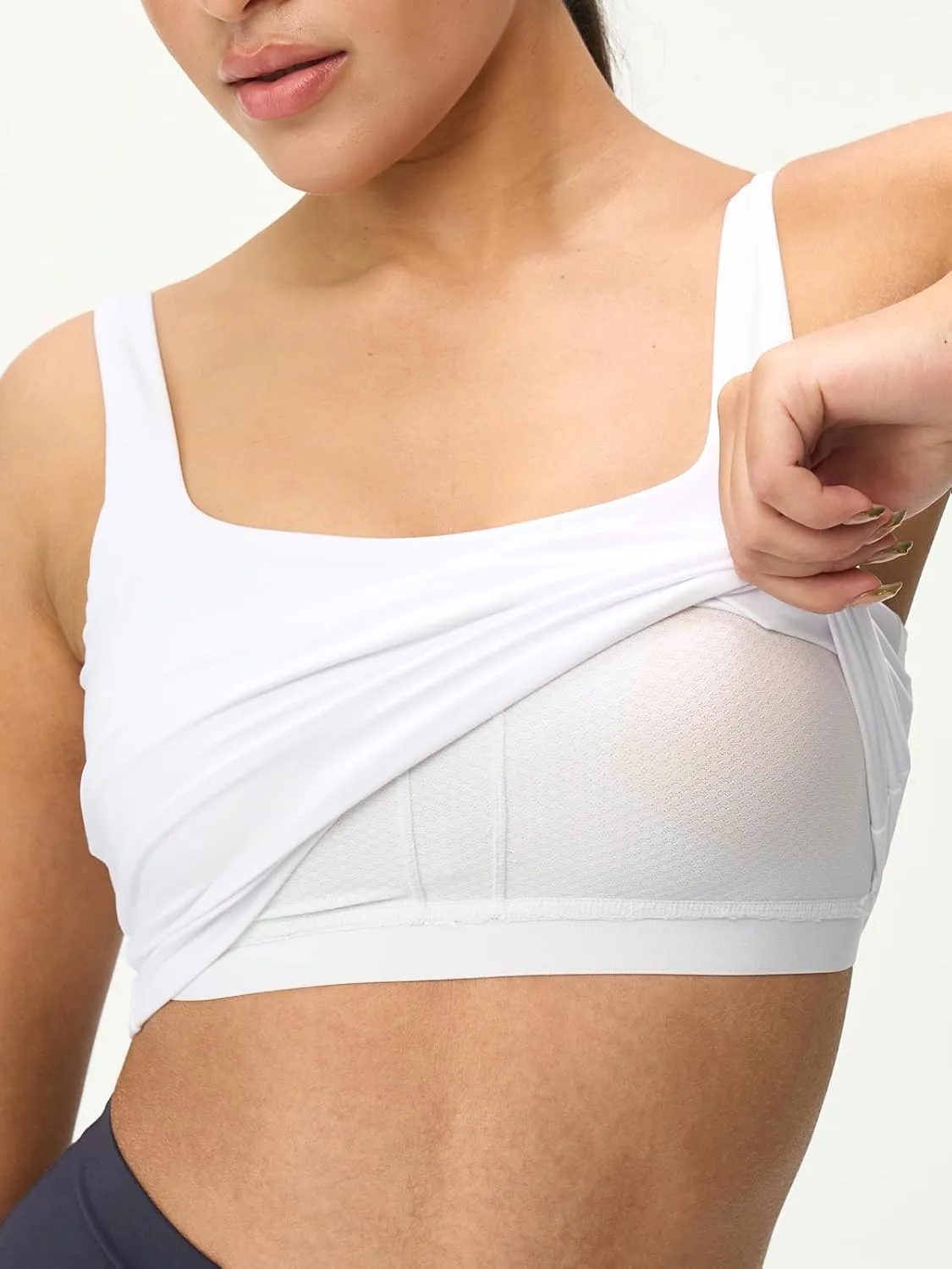 Womens U Neck Longline Padded Sports Bra Crop Tank Top Supportive Wide Straps Yoga Workout Bras,Light Compression