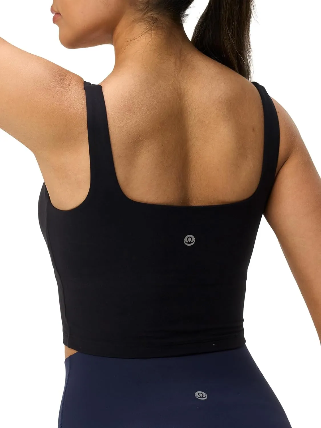 Womens U Neck Longline Padded Sports Bra Crop Tank Top Supportive Wide Straps Yoga Workout Bras,Light Compression