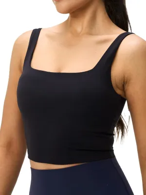 Womens U Neck Longline Padded Sports Bra Crop Tank Top Supportive Wide Straps Yoga Workout Bras,Light Compression