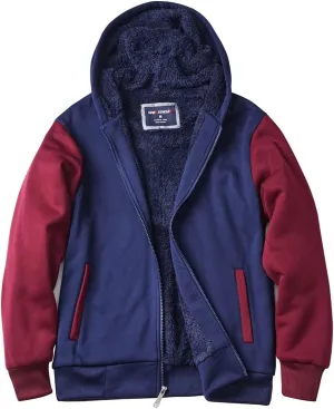 Yasumond Hoodies for Men Zipper Fleece Sweatshirt Heavy Sherpa Lined Hooded Warm Winter Coats Big Tall