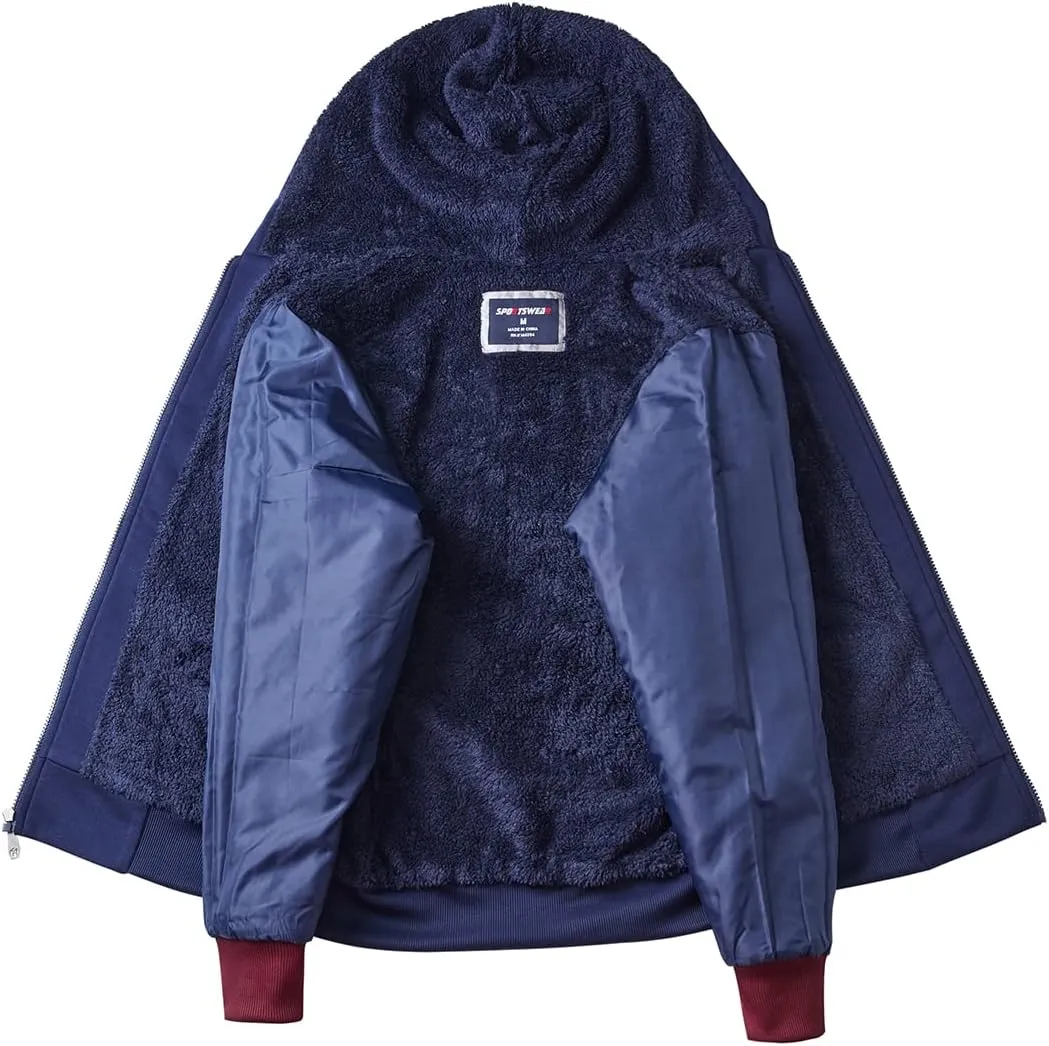 Yasumond Hoodies for Men Zipper Fleece Sweatshirt Heavy Sherpa Lined Hooded Warm Winter Coats Big Tall