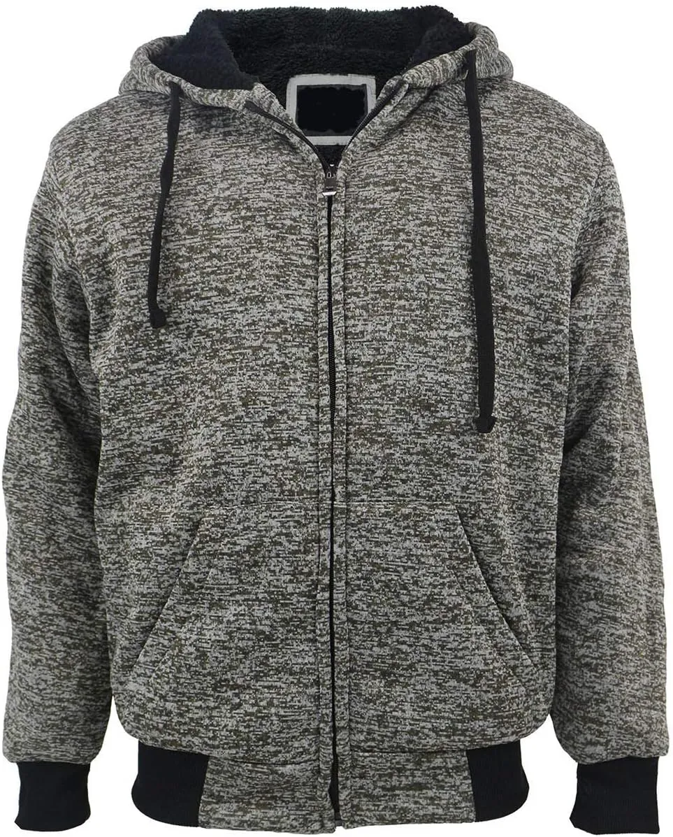 Yasumond Hoodies for Men Zipper Fleece Sweatshirt Heavy Sherpa Lined Hooded Warm Winter Coats Big Tall