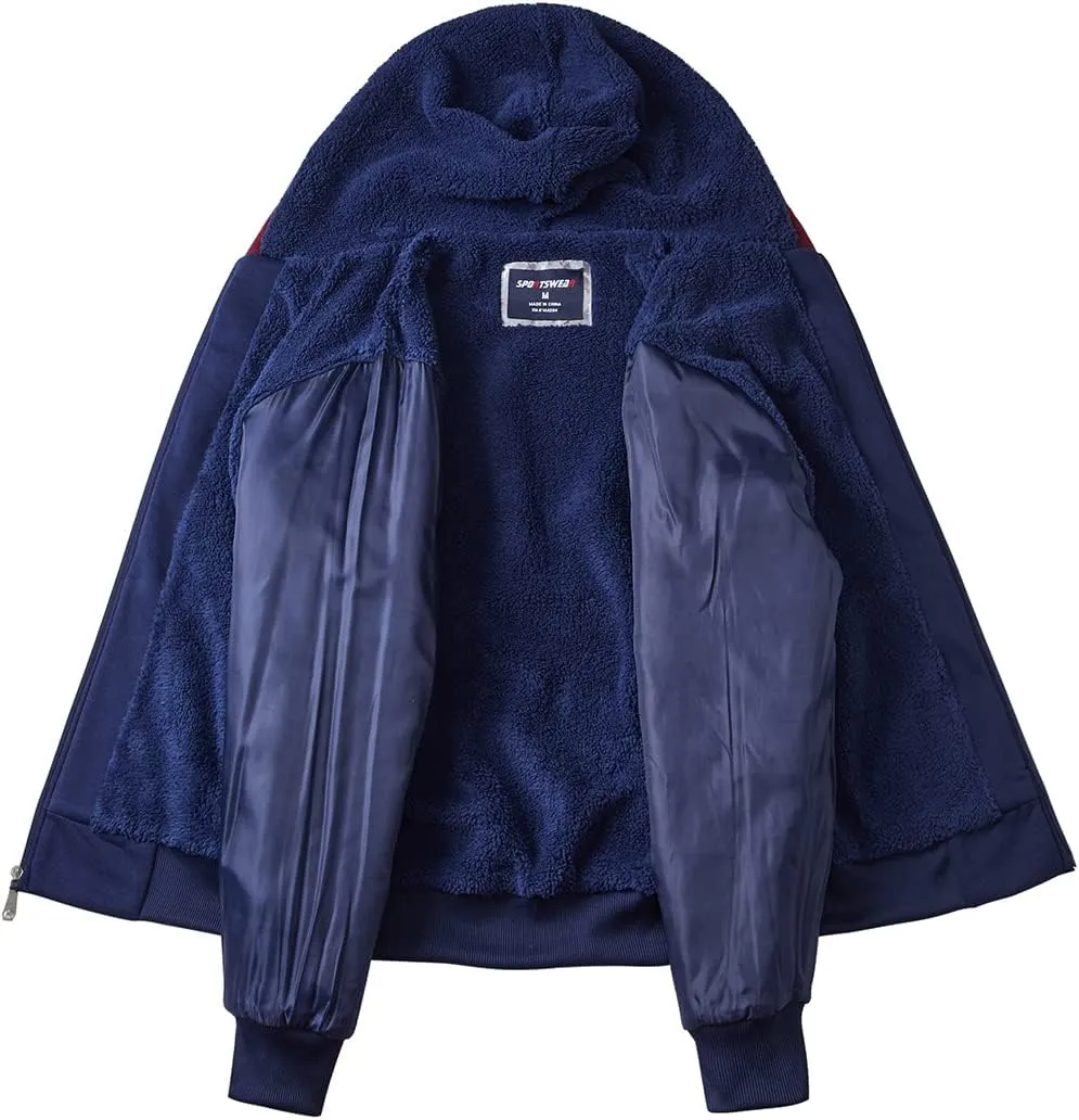Yasumond Hoodies for Men Zipper Fleece Sweatshirt Heavy Sherpa Lined Hooded Warm Winter Coats Big Tall