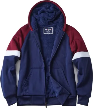 Yasumond Hoodies for Men Zipper Fleece Sweatshirt Heavy Sherpa Lined Hooded Warm Winter Coats Big Tall