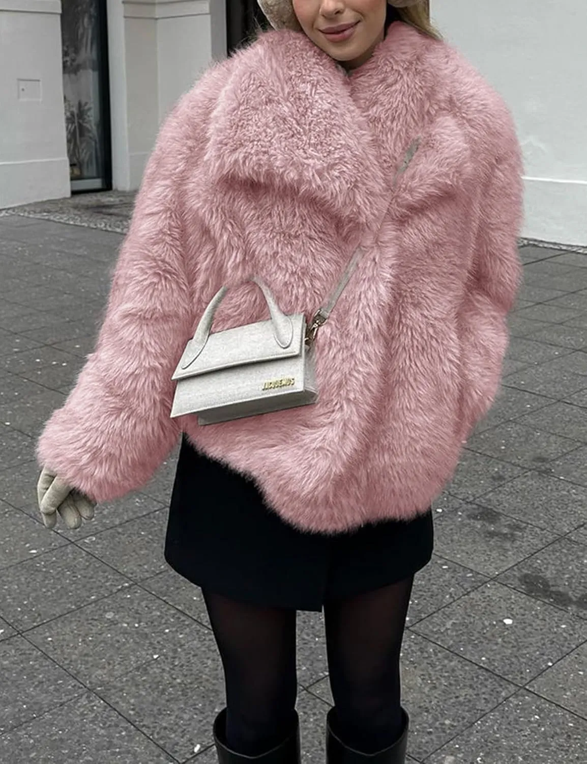 Yimoon Womens Faux Fur Coat Lapel Open Front Fluffy Shaggy Jacket Winter Warm Furry Overcoat