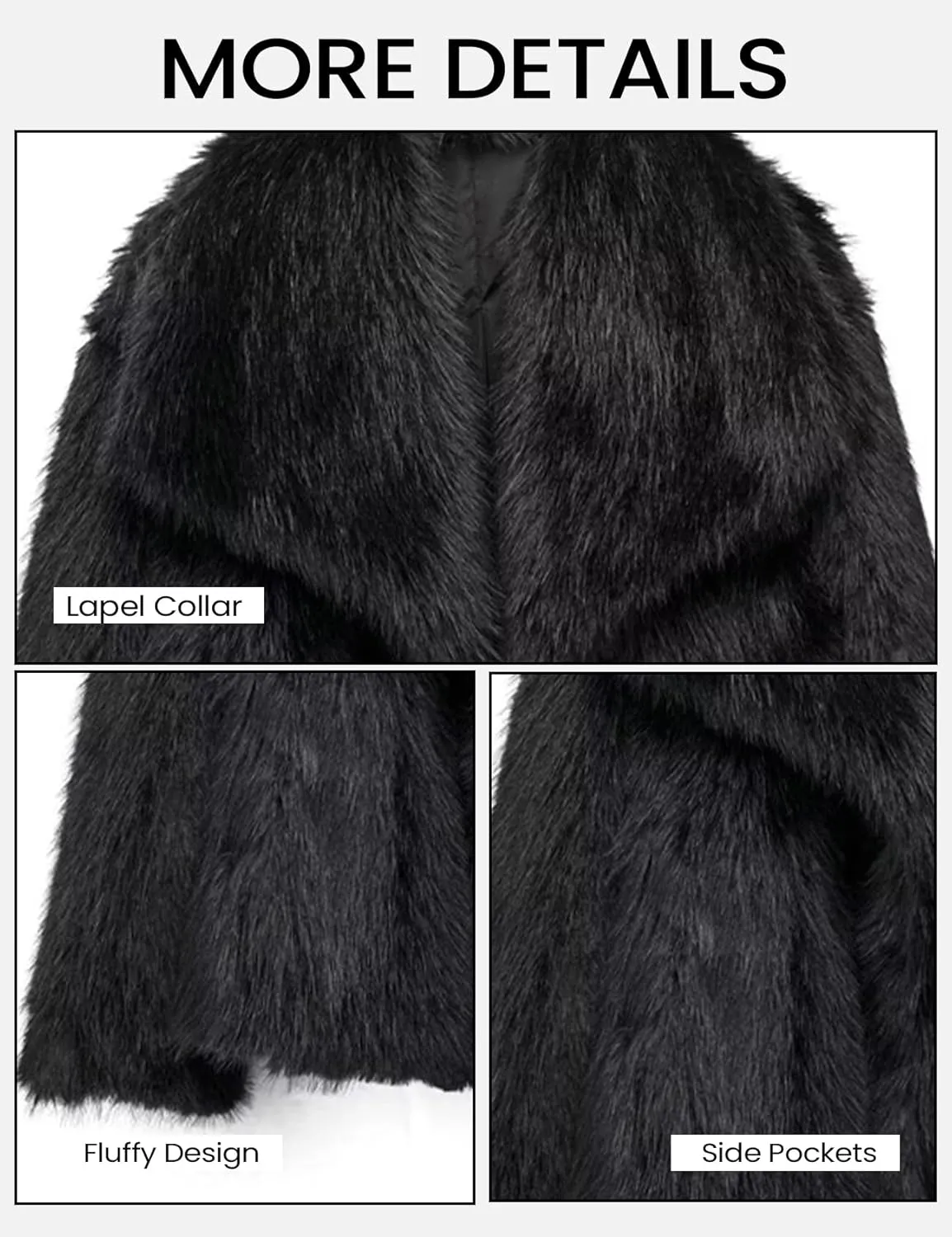 Yimoon Womens Faux Fur Coat Lapel Open Front Fluffy Shaggy Jacket Winter Warm Furry Overcoat