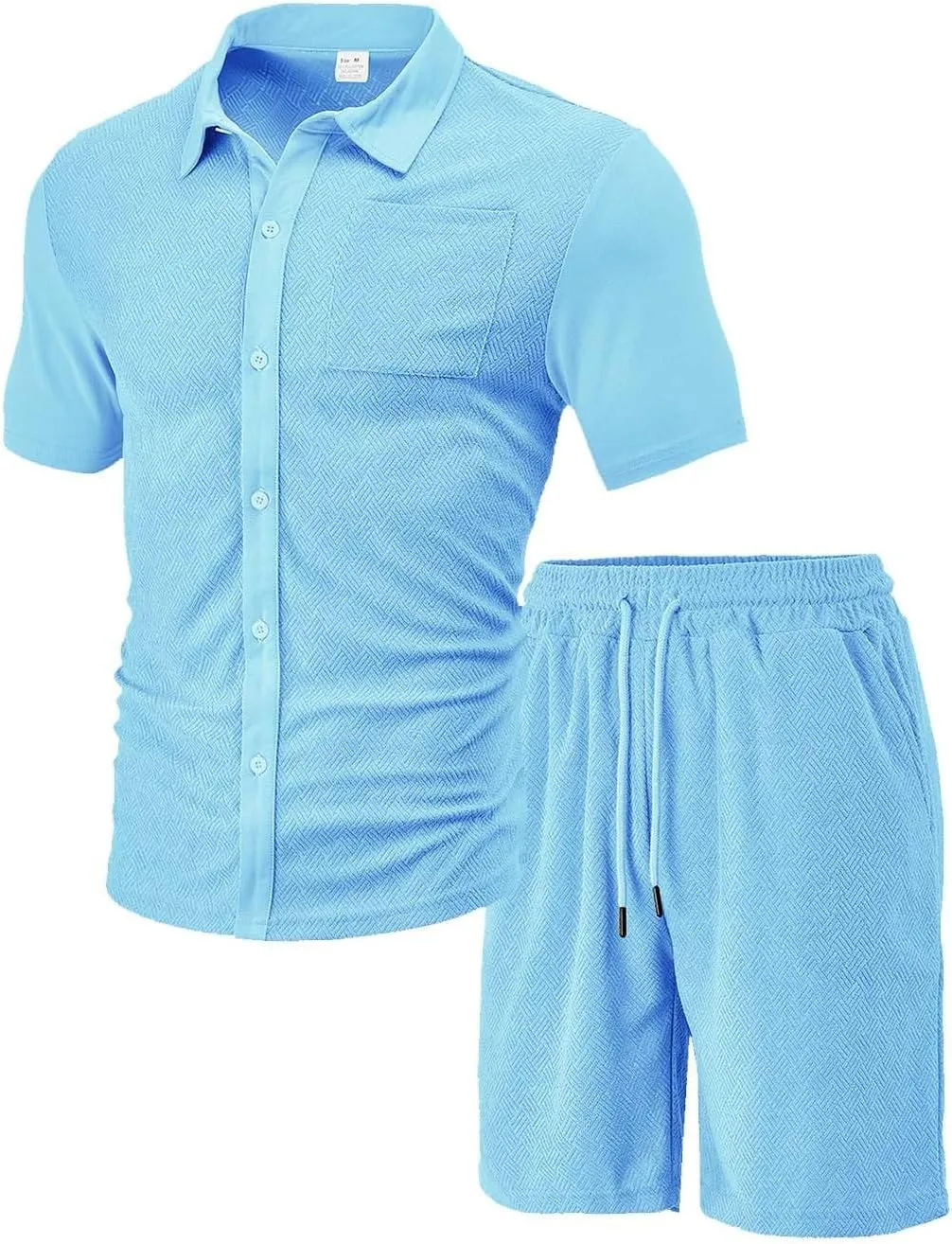 ZYXTIM Men's Summer Casual Outfits Short Sleeve Button Down Dress Shirts Casual Chino Shorts Indian Work Travel Going Out Set